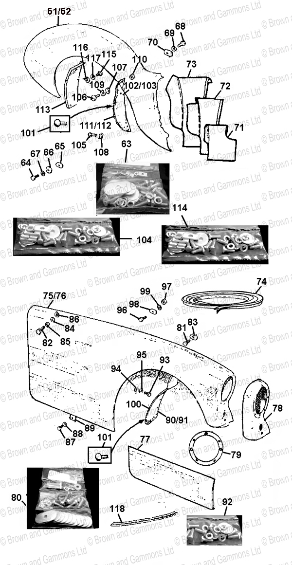 Image for Front & Rear Wings. Splash Panels & Fixings