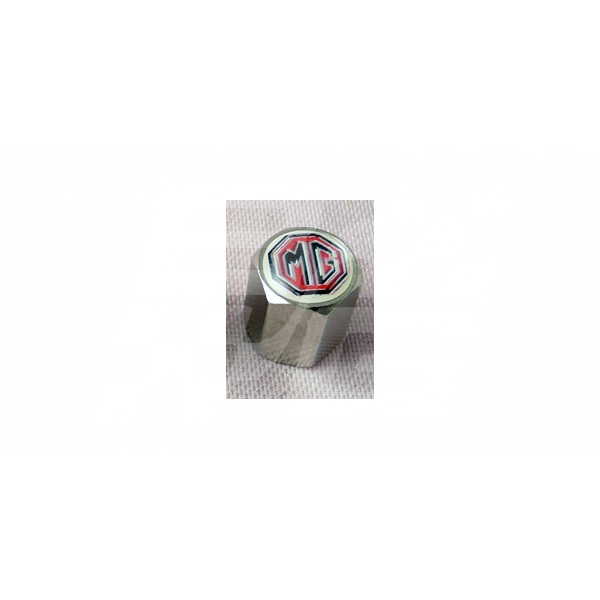 Image for MG Valve cap chrome Black-Red